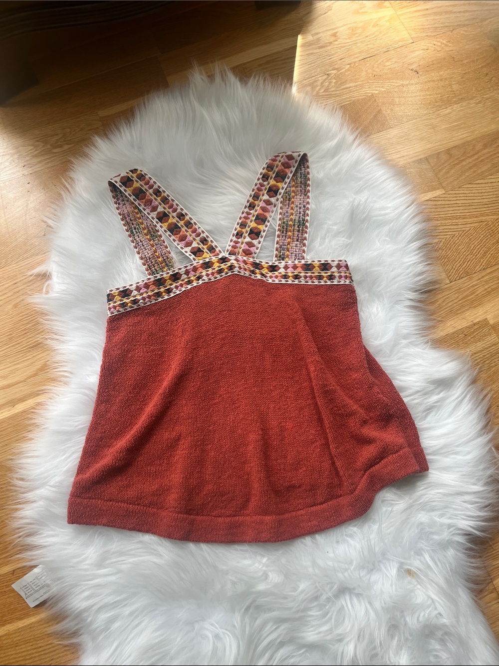 Madewell Rust Tank with Multicolor Patterned Straps